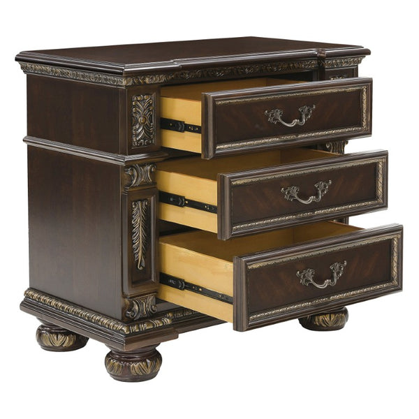 English Elm California King Bedroom Set Five Piece Old World Cherry Carved Wood Master Suite B011S04891