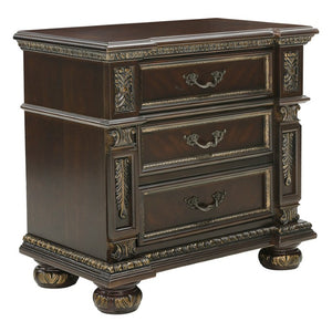 English Elm Queen Bedroom Set Old World Cherry Wood Carved Ornamental 4 Piece Master Suite B011S04892