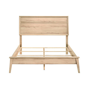 English Elm Queen Bed Dresser Mirror and Nightstand Set Mid-Century Oak Finish Bedroom Suite B011S04898