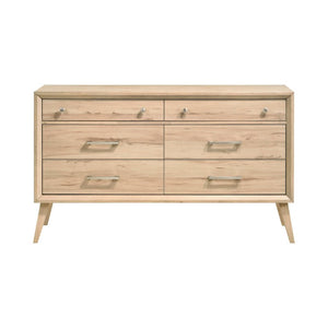 English Elm Queen Bed Set Five Piece Mid-Century Modern Suite with Natural Oak Melamine Finish B011S04899