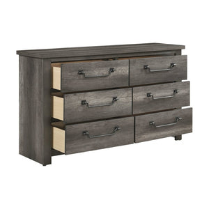 English Elm California King Bedroom Set with Dresser Mirror and Nightstand in Rustic Gray Finish B011S04900
