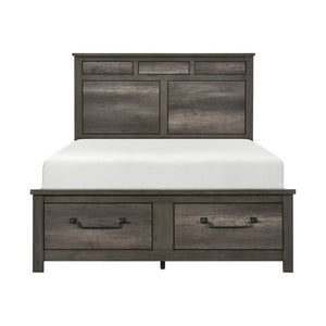 English Elm California King Bedroom Set with Dresser Mirror and Nightstand in Rustic Gray Finish B011S04900