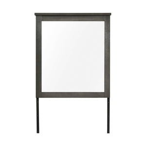 English Elm Queen Bedroom Set with Dresser Mirror and Nightstand in Rustic Industrial Gray B011S04902