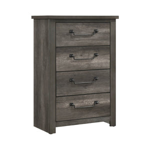 English Elm Queen Bedroom Set Five Piece Gray Melamine Rustic Industrial Suite with Gunmetal Hardware B011S04903
