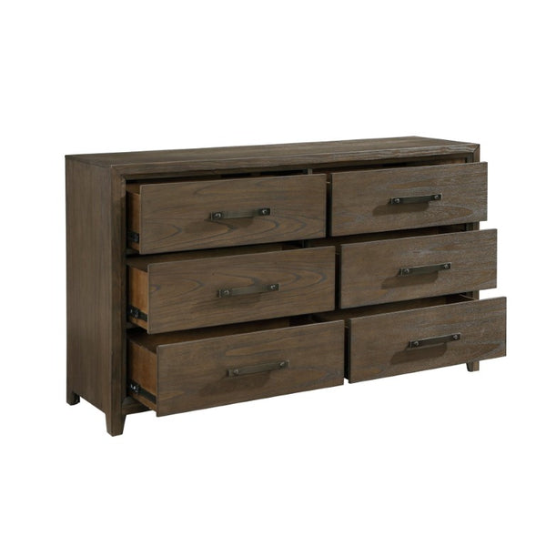 English Elm Eastern King 5 Piece Bedroom Suite Walnut Veneer Tufted Chenille Headboard Set B011S04915