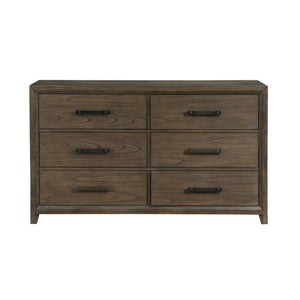 English Elm California King Bedroom Set Walnut Veneer Chenille Headboard and Matching Storage Pieces B011S04917