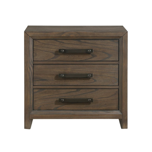 English Elm California King Bedroom Set Walnut Veneer Chenille Headboard and Matching Storage Pieces B011S04917
