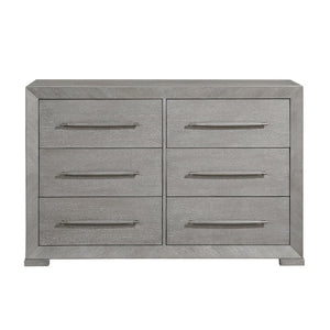 English Elm Eastern King 4 Piece Bedroom Set Gray Oak Veneer Upholstered Headboard Storage B011S04926