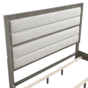 English Elm Eastern King 4 Piece Bedroom Set Gray Oak Veneer Upholstered Headboard Storage B011S04926