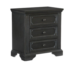 English Elm Queen Platform Bedroom Set with Tufted Headboard Pine Wood Charcoal Rustic Finish B011S04947