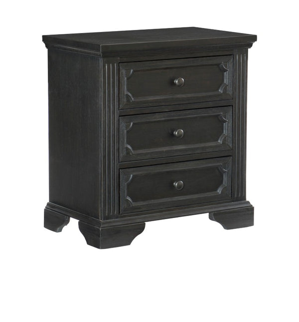 English Elm Queen Platform Bedroom Set with Tufted Headboard Pine Wood Charcoal Rustic Finish B011S04947