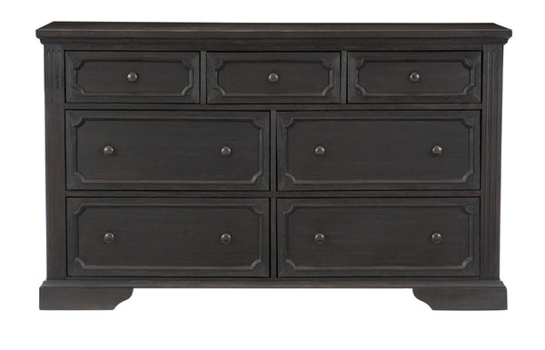 English Elm Queen Platform Bedroom Set with Tufted Headboard Pine Wood Charcoal Rustic Finish B011S04947