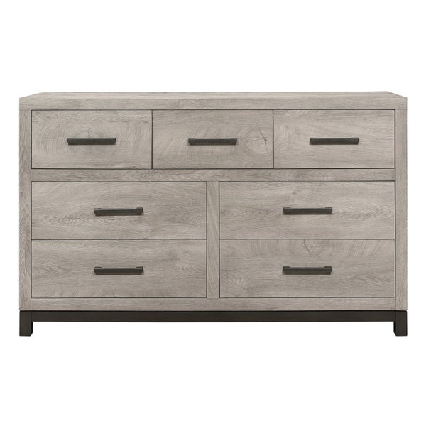 English Elm California King Bedroom Set Five Piece Modern Industrial Gray Melamine with LED Nightstand B011S04951