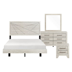 English Elm Eastern King Bedroom Set Four Piece Gray Oak Finish with Silver Hardware B011S04964