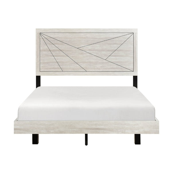 English Elm California King Bedroom Set Gray Oak Finish Bed Dresser Mirror and Nightstand B011S04966