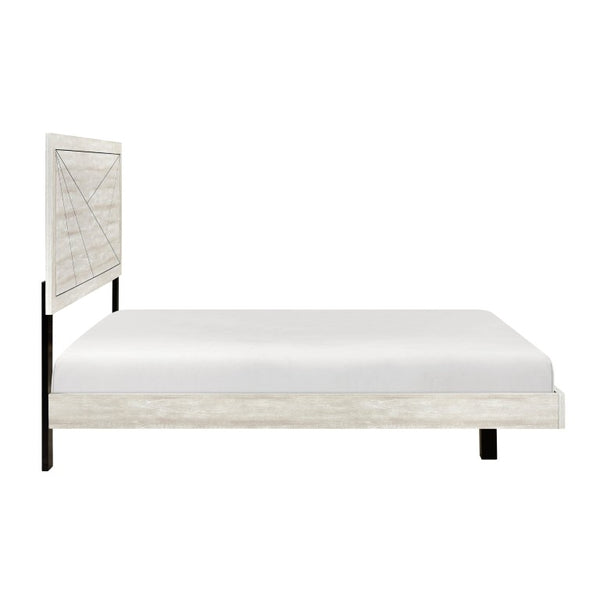 English Elm California King Bedroom Set Gray Oak Finish Bed Dresser Mirror and Nightstand B011S04966