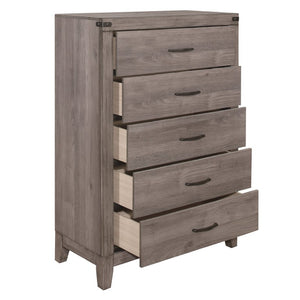 English Elm Twin Bedroom Set Industrial Loft Style with Faux Leather Headboard and Metal Accents B011S04977