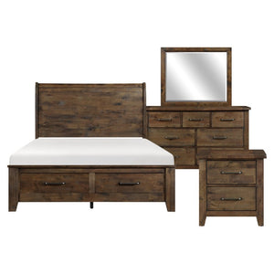English Elm California King Bedroom Set Solid Rubberwood Burnished Brown Finish 4 Piece Suite B011S04984