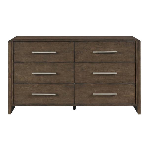 English Elm California King 5 Piece Bedroom Set Rubberwood Dark Walnut Finish with Ample Storage B011S05001