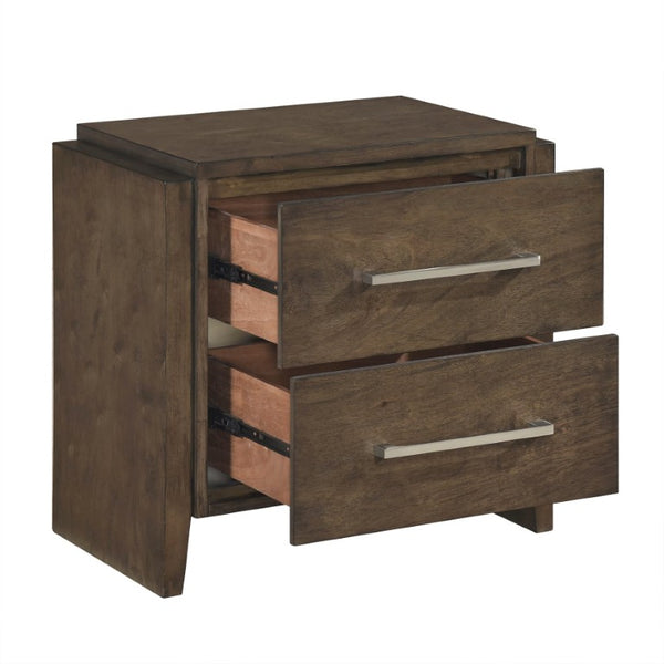 English Elm Queen Bedroom Set Four Piece Rubberwood Construction with Dark Walnut Warm Finish B011S05002