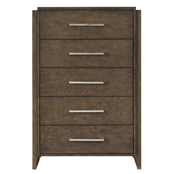 English Elm Queen Bedroom Set 5 Piece Solid Rubberwood Dark Walnut Traditional Suite with Storage B011S05003