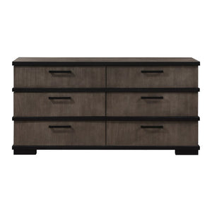 English Elm Queen Bed Set with LED Headboard Oak Veneer Dresser Mirror and Nightstand Included B011S05014