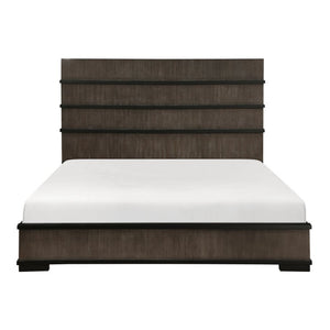 English Elm Queen Bed Set with LED Headboard Oak Veneer Dresser Mirror and Nightstand Included B011S05014