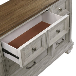 English Elm California King Bedroom Set Rustic Acacia Wood Panel Bed Dresser and Nightstand B011S05018