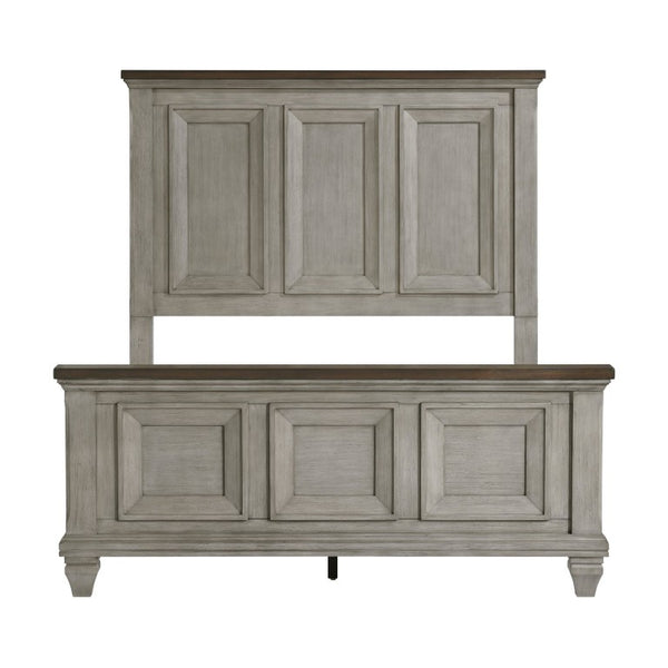 English Elm California King Bedroom Set Rustic Acacia Wood Panel Bed Dresser and Nightstand B011S05018