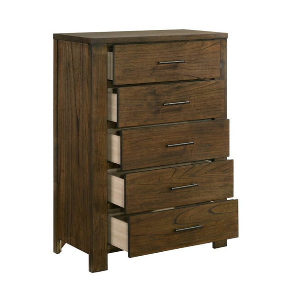English Elm Full Bedroom Set Wire Brushed Oak Veneer with Bookcase Headboard and Storage B011S05038