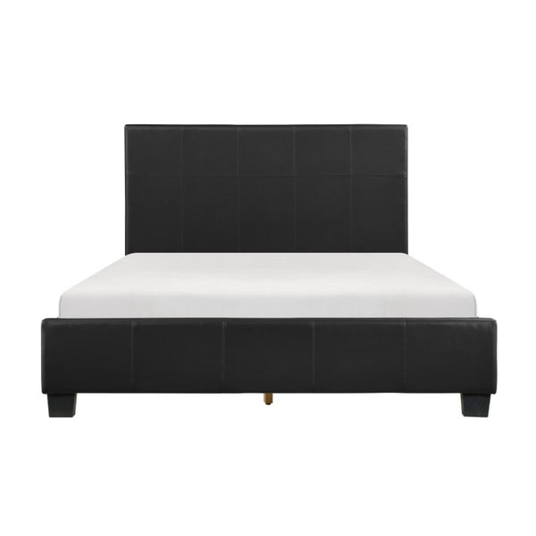 English Elm Queen Bedroom Set with Faux Leather Upholstery Silver Hardware and Modern Urban Style B011S05043