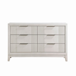English Elm California King Bedroom Set Antique White Wood with LED Upholstered Headboard B011S05051