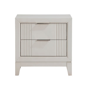 English Elm California King Florence 5 Piece Bedroom Set with LED Headboard Antique White Finish B011S05052