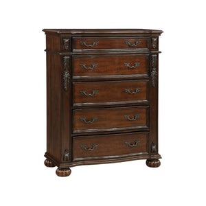 English Elm Eastern King Bedroom Set Five Piece Cherry Carved Wood Formal Master Suite Collection B011S05056