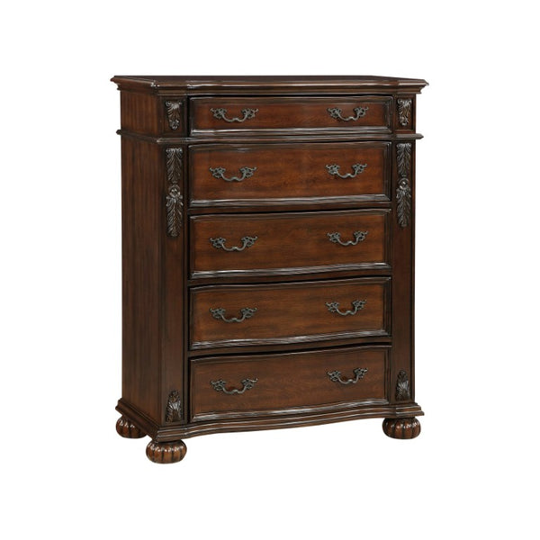 English Elm Eastern King Bedroom Set Five Piece Cherry Carved Wood Formal Master Suite Collection B011S05056