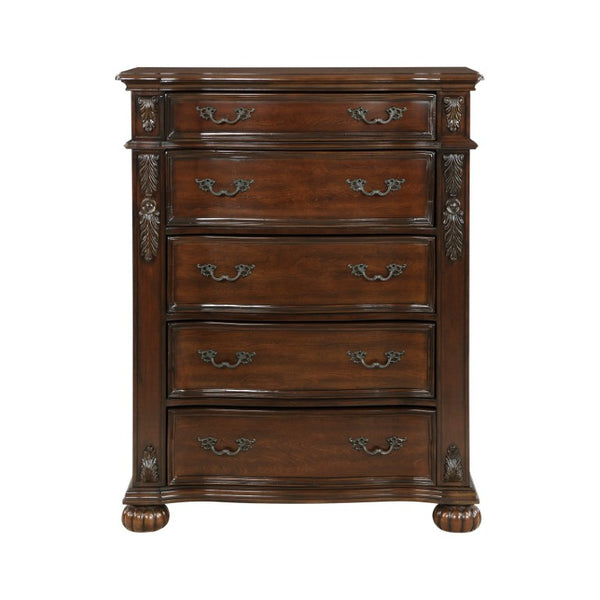 English Elm Eastern King Bedroom Set Five Piece Cherry Carved Wood Formal Master Suite Collection B011S05056