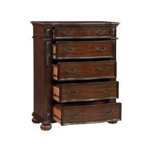English Elm Eastern King Bedroom Set Five Piece Cherry Carved Wood Formal Master Suite Collection B011S05056