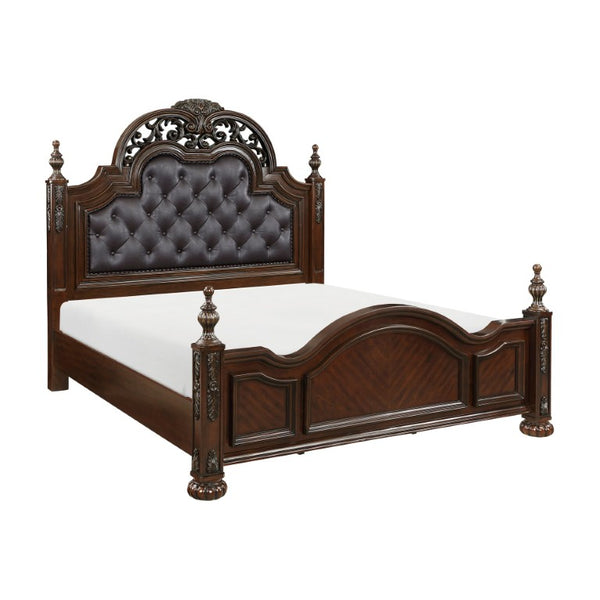 English Elm Eastern King Bedroom Set Five Piece Cherry Carved Wood Formal Master Suite Collection B011S05056