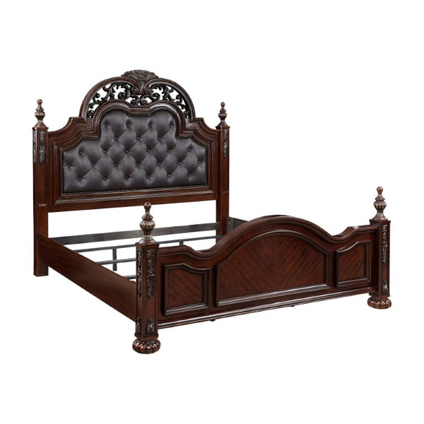 English Elm Eastern King Bedroom Set Five Piece Cherry Carved Wood Formal Master Suite Collection B011S05056