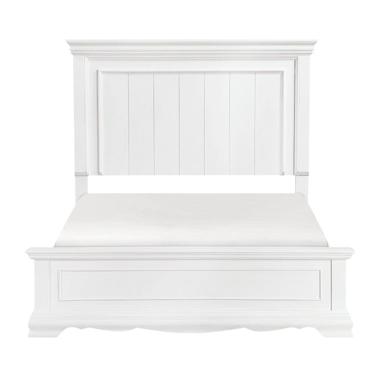 English Elm Twin Panel Bed Dresser Mirror Nightstand 4 Piece White Bedroom Set Solid Wood B011S05105
