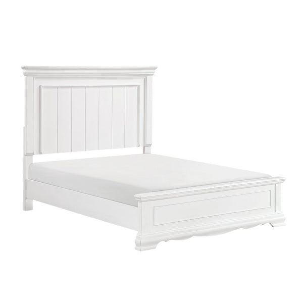 English Elm Twin Panel Bed Dresser Mirror Nightstand 4 Piece White Bedroom Set Solid Wood B011S05105