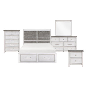 English Elm Queen Bedroom Set Five Piece Acacia Veneer Antique Two Tone Finish with Storage B011S05118