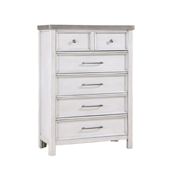 English Elm Queen Bedroom Set Five Piece Acacia Veneer Antique Two Tone Finish with Storage B011S05118
