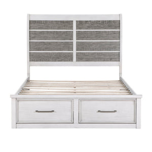 English Elm Queen Bedroom Set Five Piece Acacia Veneer Antique Two Tone Finish with Storage B011S05118