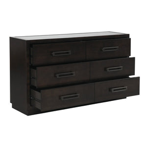 English Elm Queen Bedroom Set with Tufted Headboard Ash Veneer Dresser Mirror and Nightstand B011S05119