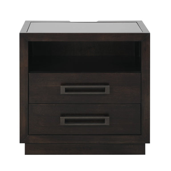 English Elm Queen Bedroom Set with Tufted Headboard Ash Veneer Dresser Mirror and Nightstand B011S05119