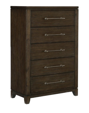 English Elm California King Bedroom Set Ash Veneer Dark Brown Five Piece Modern Suite B011S05124