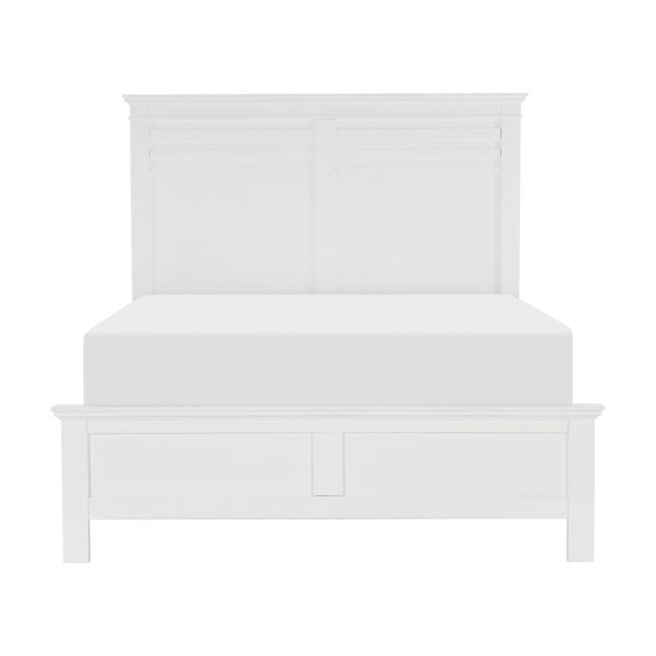English Elm Full Bedroom Set Four Piece White Wood Farmhouse Bed Dresser Mirror Nightstand B011S05133