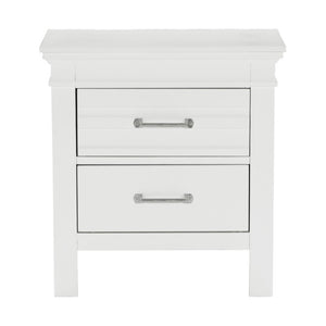 English Elm Full Bedroom Set Four Piece White Wood Farmhouse Bed Dresser Mirror Nightstand B011S05133
