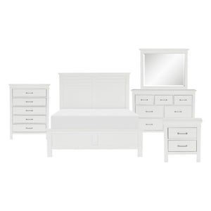English Elm Full Bedroom Set Five Piece White Wood Farmhouse Style with Dresser and Storage B011S05134